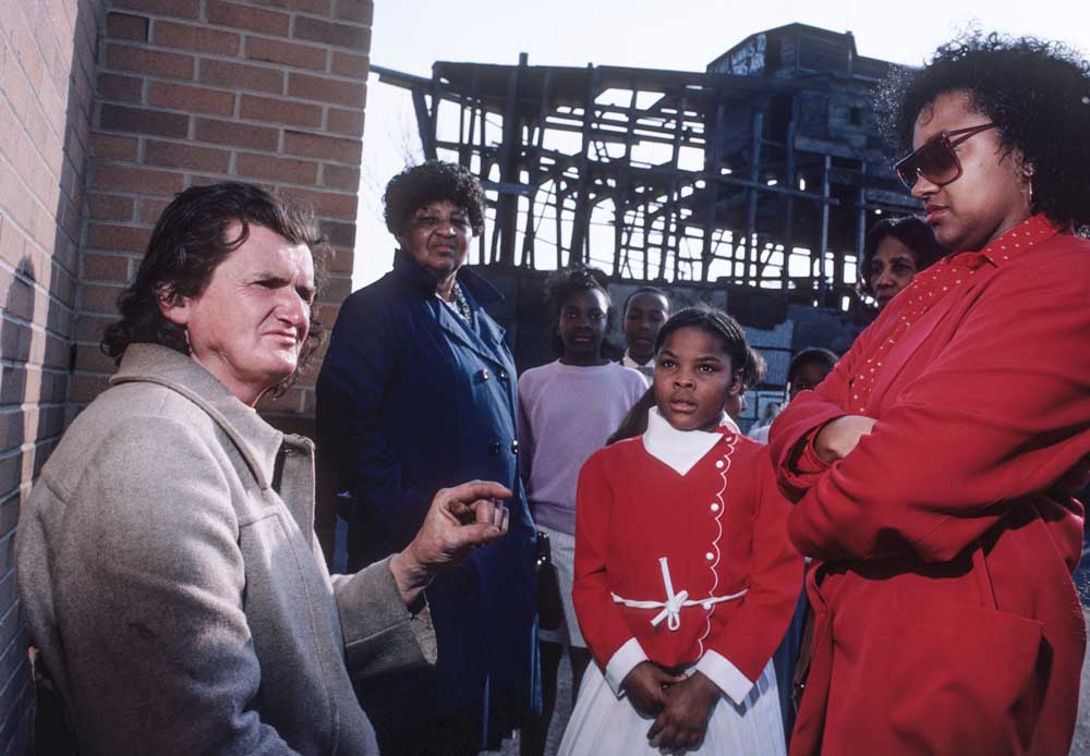 Kea speaking to visitors, 1987